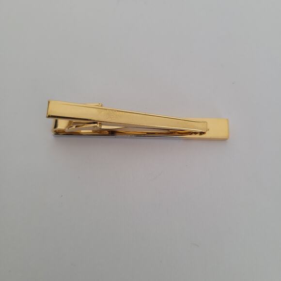 Givenchy G French Tie Bar Clip Cufflinks Set Gold Silver Tone Logo Geometric - Picture 7 of 8